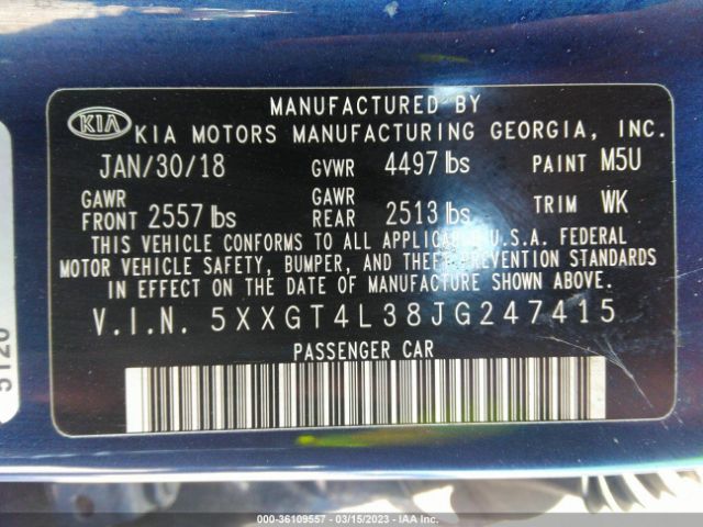 5XXGT4L38JG247415 KIA Optima Lx