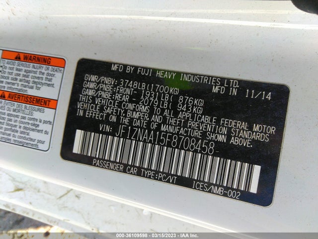 2015 Toyota GR 86, VIN: JF1ZNAA15F8708458