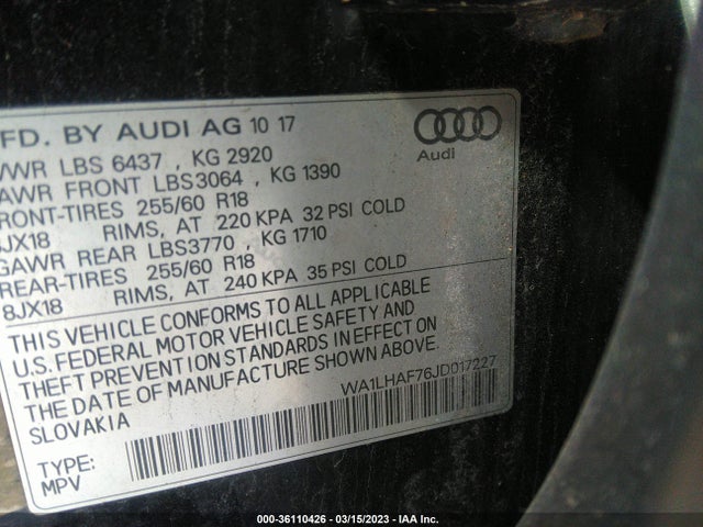 Audi Q7 Premium Plus 2018 WA1LHAF76JD017227 Image 9