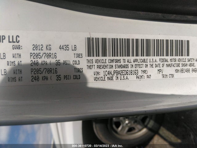 Jeep Patriot Sport 2014 1C4NJPBA2ED618163 Image 10