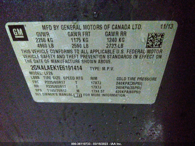 Chevrolet EQUINOX LS 2014 2GNALAEK1E6191414 Image 9