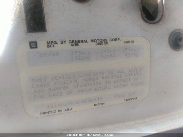 1985 CHEVROLET CELEBRITY VIN: 1G1AW19R8F6256475