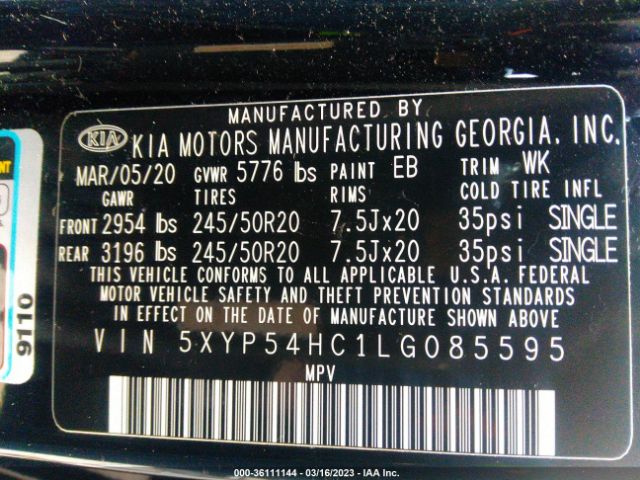 5XYP54HC1LG085595 KIA Telluride Sx