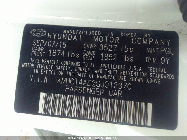 Hyundai ACCENT SE 2016 KMHCT4AE2GU013370 Image 11