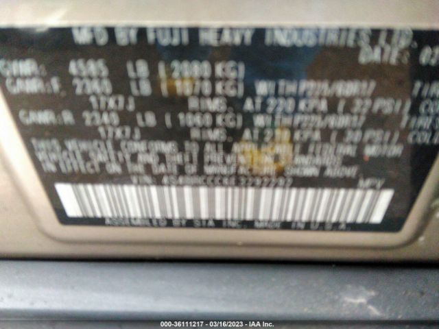4S4BRCCC6E3292292 Subaru Outback 2.5i Premium