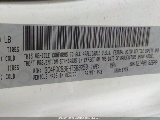 3C4PDCBB8HT569258 Dodge Journey Sxt