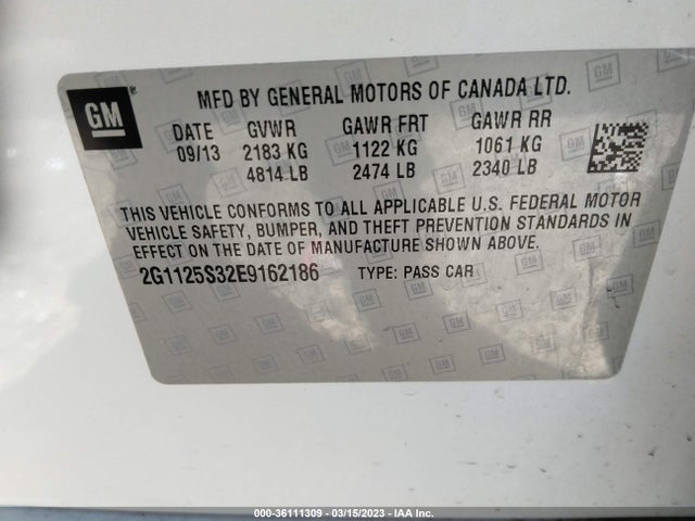 2014 CHEVROLET IMPALA LT VIN: 2G1125S32E9162186