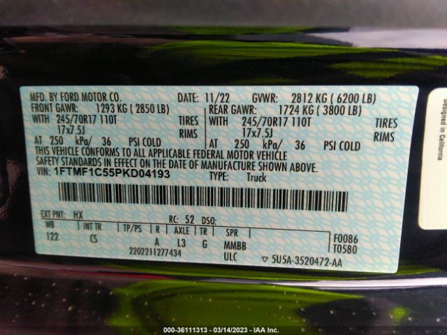 1FTMF1C55PKD04193 Ford F-150 Xl/xlt