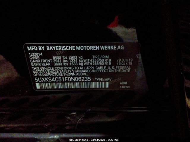 5UXKS4C51F0N06235 BMW X5 Xdrive35d