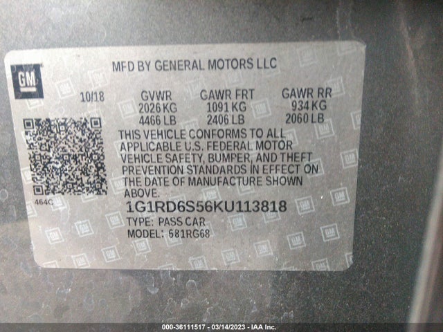Chevrolet Volt Premier 2019 1G1RD6S56KU113818 Image 10