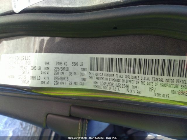 1C4PJMDB1HW511546 Jeep Cherokee Limited