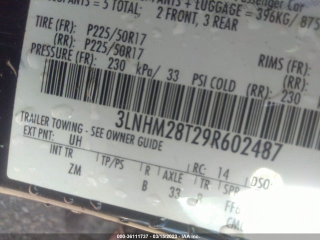 Lincoln MKZ 2009 3LNHM28T29R602487 Image 10