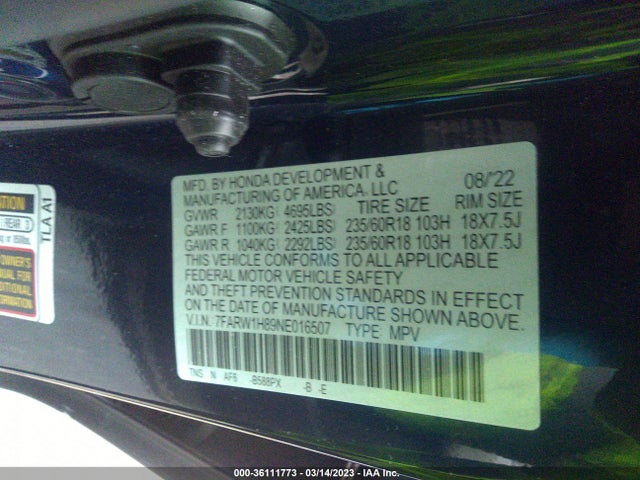 Honda Cr-v Ex-l 2022 7FARW1H89NE016507 Image 10