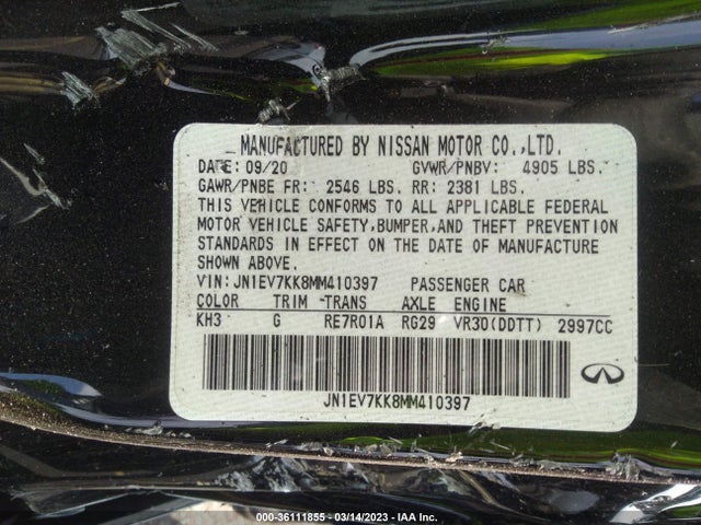2021 Infiniti Q60, VIN: JN1EV7KK8MM410397