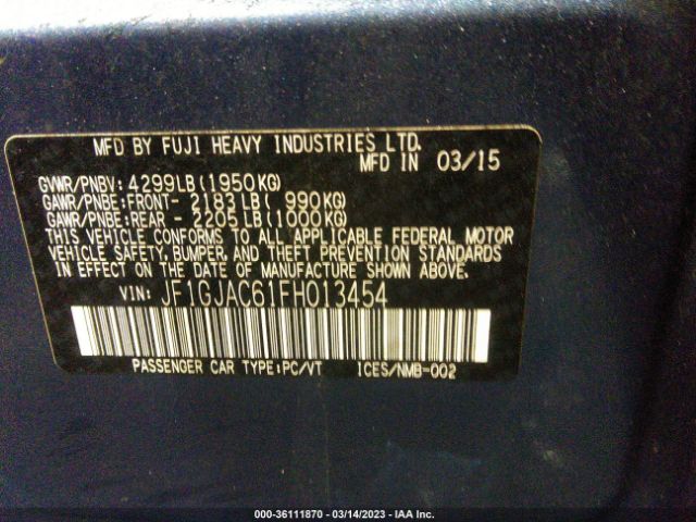 JF1GJAC61FH013454 Subaru Impreza Sedan Premium