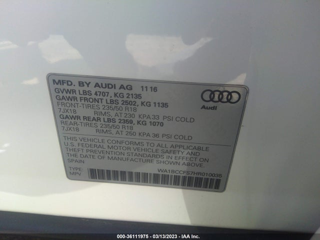 WA1BCCFS7HR010035 Audi Q3 PREMIUM