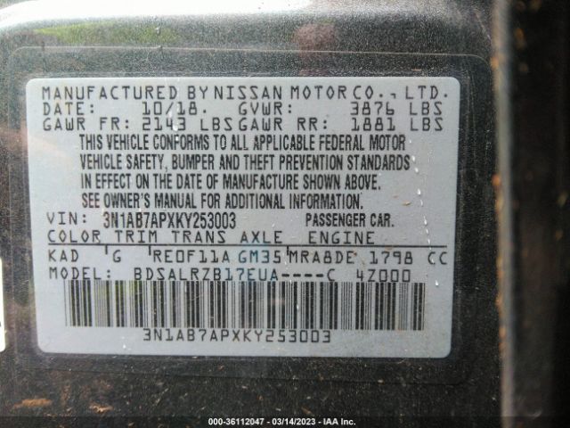 3N1AB7APXKY253003 Nissan SENTRA SR