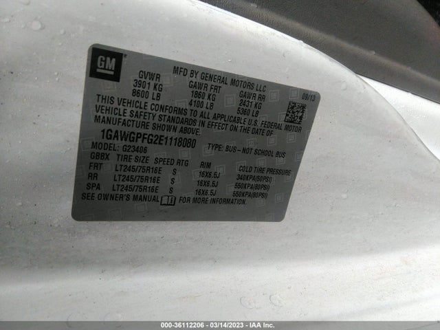Chevrolet Express Passenger Ls 2014 1GAWGPFG2E1118080 Image 9