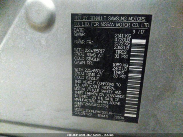 KNMAT2MV9JP512751 Nissan ROGUE S