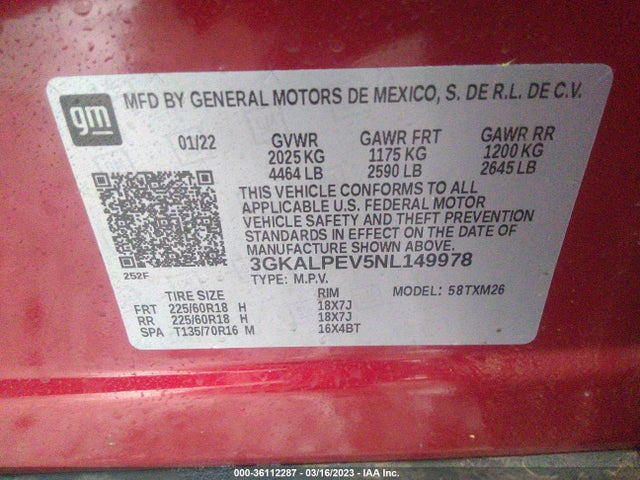 2022 GMC TERRAIN SLT VIN: 3GKALPEV5NL149978