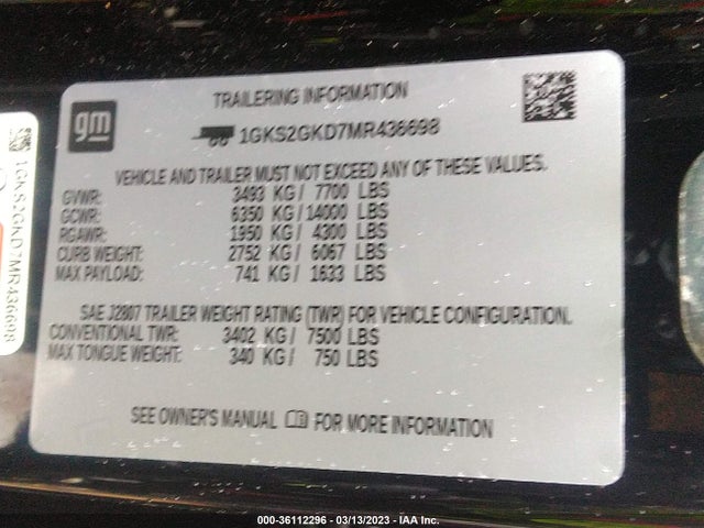 GMC Yukon Xl Slt 2021 1GKS2GKD7MR436698 Image 9