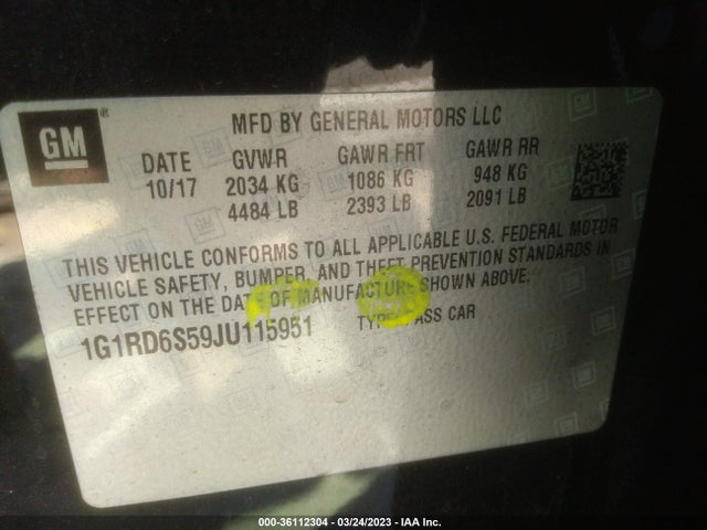 Chevrolet Volt Premier 2018 1G1RD6S59JU115951 Image 9