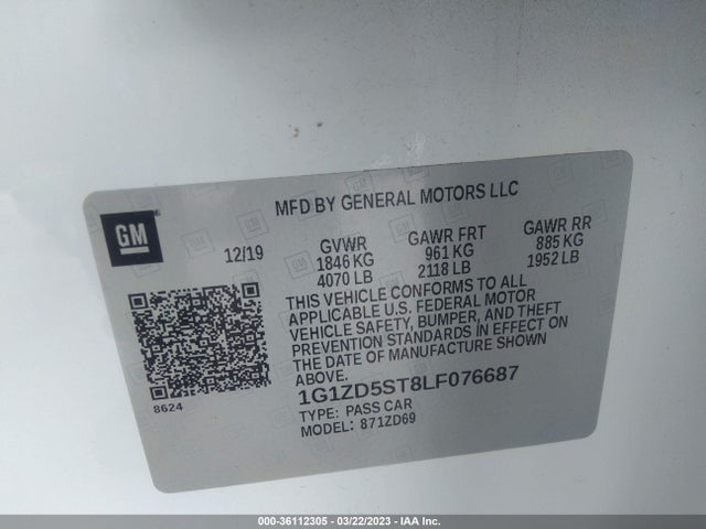 Chevrolet MALIBU LT 2020 1G1ZD5ST8LF076687 Image 9