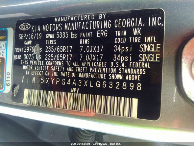 5XYPG4A3XLG632898 KIA SORENTO L