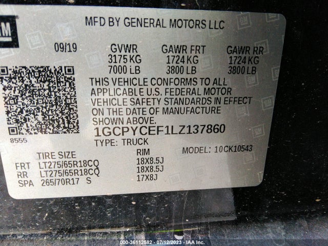 Chevrolet Silverado 1500 Custom Trail Boss 2020 1GCPYCEF1LZ137860 Image 9