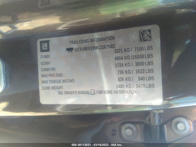 GMC Sierra 1500 Denali 2019 1GTU9FED5KZ287582 Image 9