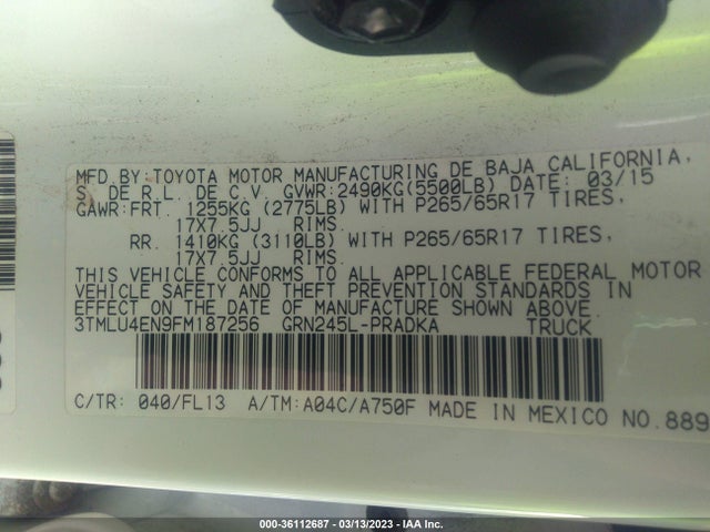 Toyota TACOMA 2015 3TMLU4EN9FM187256 Image 9