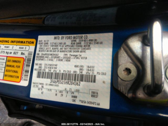 3FA6P0SU5HR284362 Ford Fusion Energi Titanium/platinum