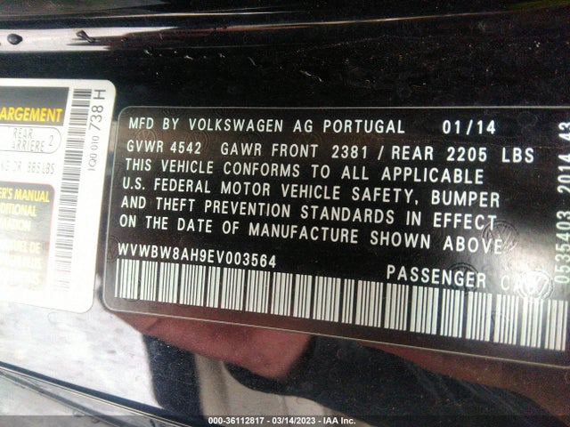 WVWBW8AH9EV003564 Volkswagen Eos Komfort