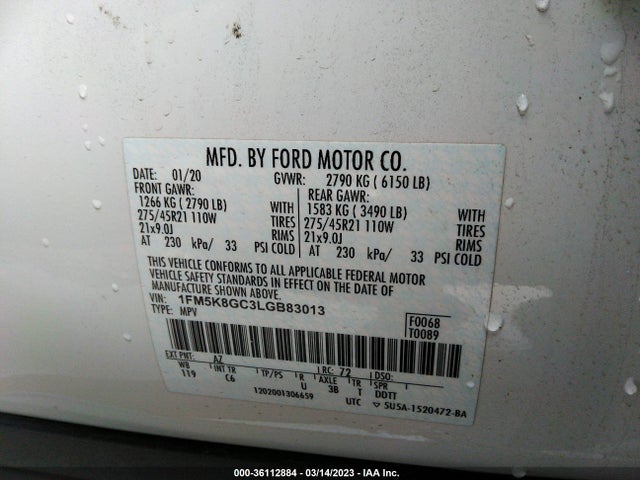 Ford Explorer St 2020 1FM5K8GC3LGB83013 Image 11