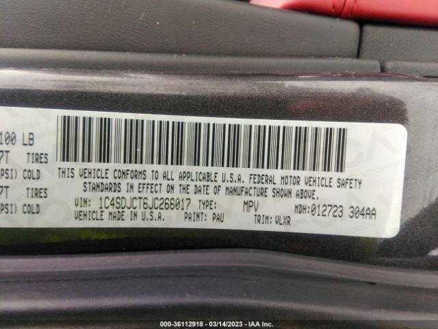 1C4SDJCT6JC266017 Dodge Durango R/t