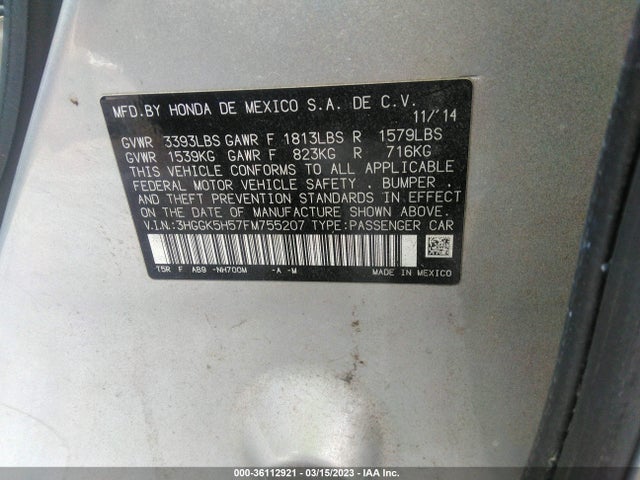Honda FIT LX 2015 3HGGK5H57FM755207 Image 10