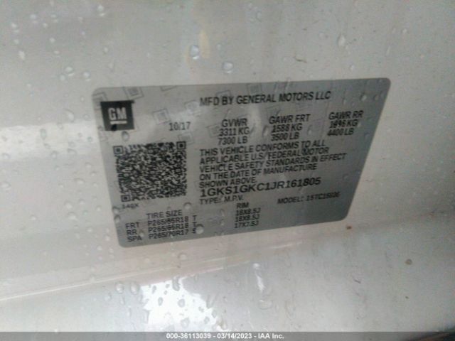 1GKS1GKC1JR161805 GMC Yukon Xl Slt