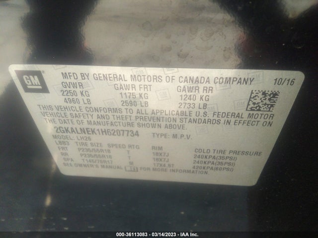 2017 GMC Terrain, VIN: 2GKALNEK1H6207734
