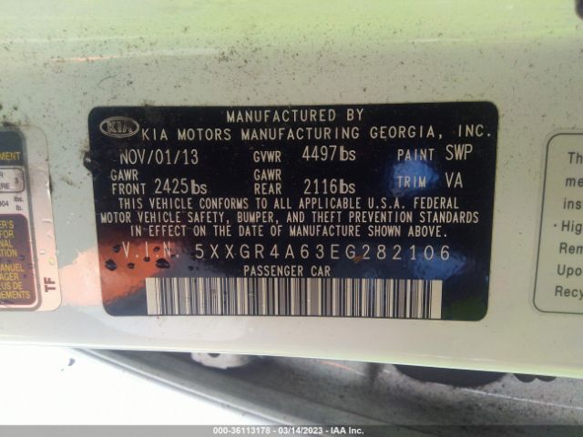 5XXGR4A63EG282106 KIA Optima Sxl Turbo