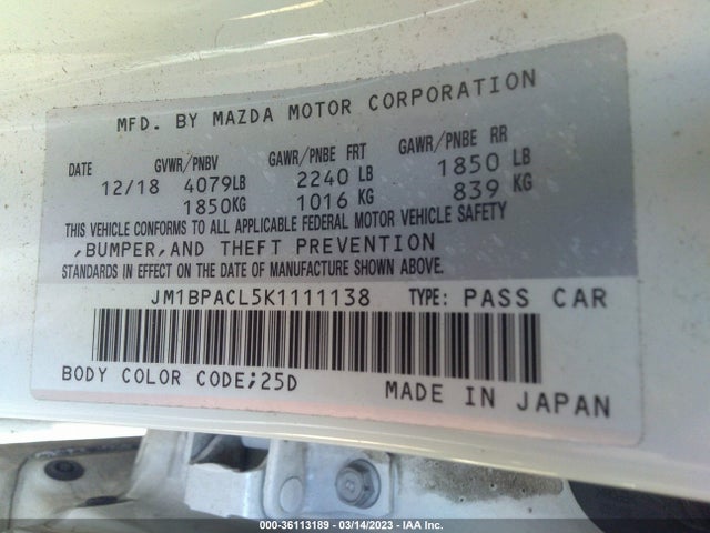 Mazda py 2019 JM1BPACL5K1111138 Image 25