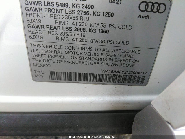 2021 Audi Q5, VIN: WA15AAFY2M2094117