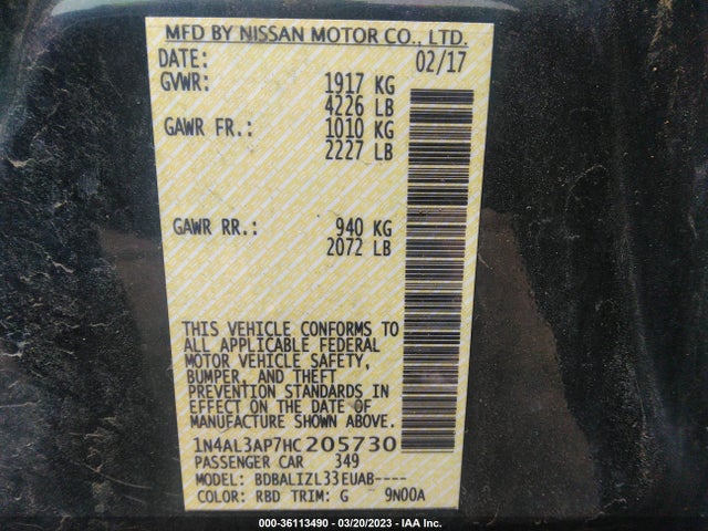 Nissan Altima 2.5 Sv 2017 1N4AL3AP7HC205730 Image 10