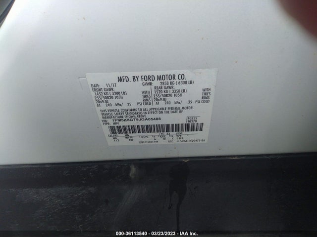 Ford EXPLORER SPORT 2018 1FM5K8GT9JGA05488 Image 9