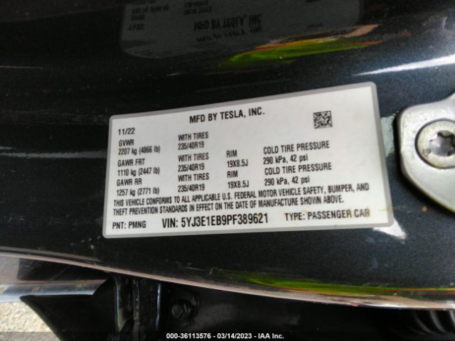 5YJ3E1EB9PF389621 Tesla MODEL 3