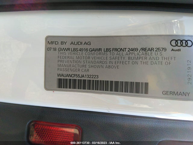 WAUANCF55JA132223 Audi A5 Sportback Premium