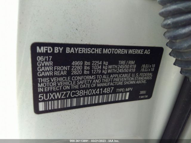 5UXWZ7C38H0X41487 BMW X3 Sdrive28i