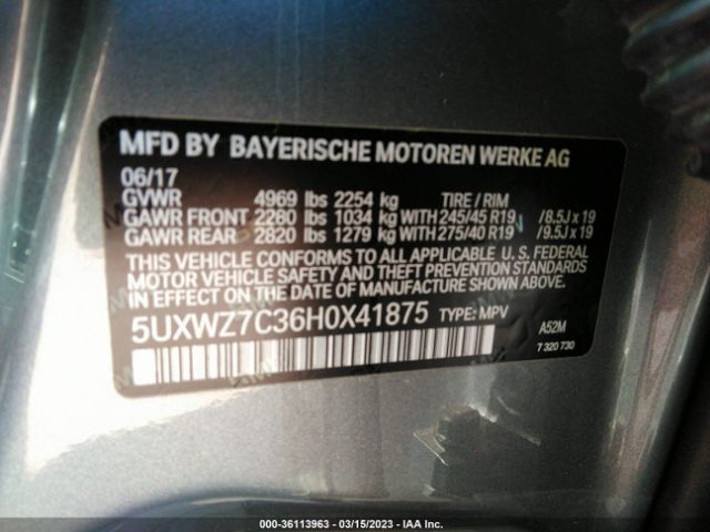 5UXWZ7C36H0X41875 BMW X3 Sdrive28i