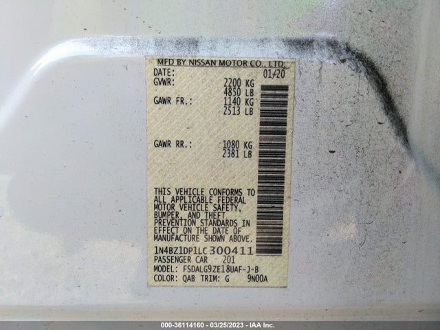 2020 Nissan Leaf, VIN: 1N4BZ1DP1LC300411