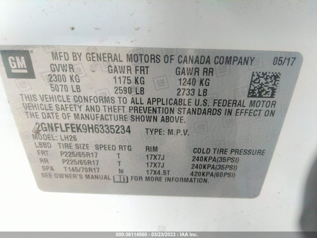 Chevrolet EQUINOX LT 2017 2GNFLFEK9H6335234 Image 11