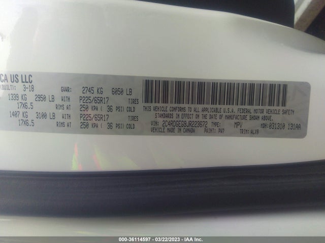 Dodge Grand Caravan Gt 2018 2C4RDGEG9JR223672 Image 10